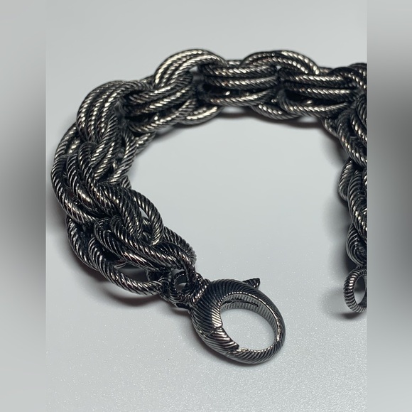 Vintage BRONZE Milor Italian Stainless Steel Dark Heavy Brushed Link Bracelet - Picture 9 of 16